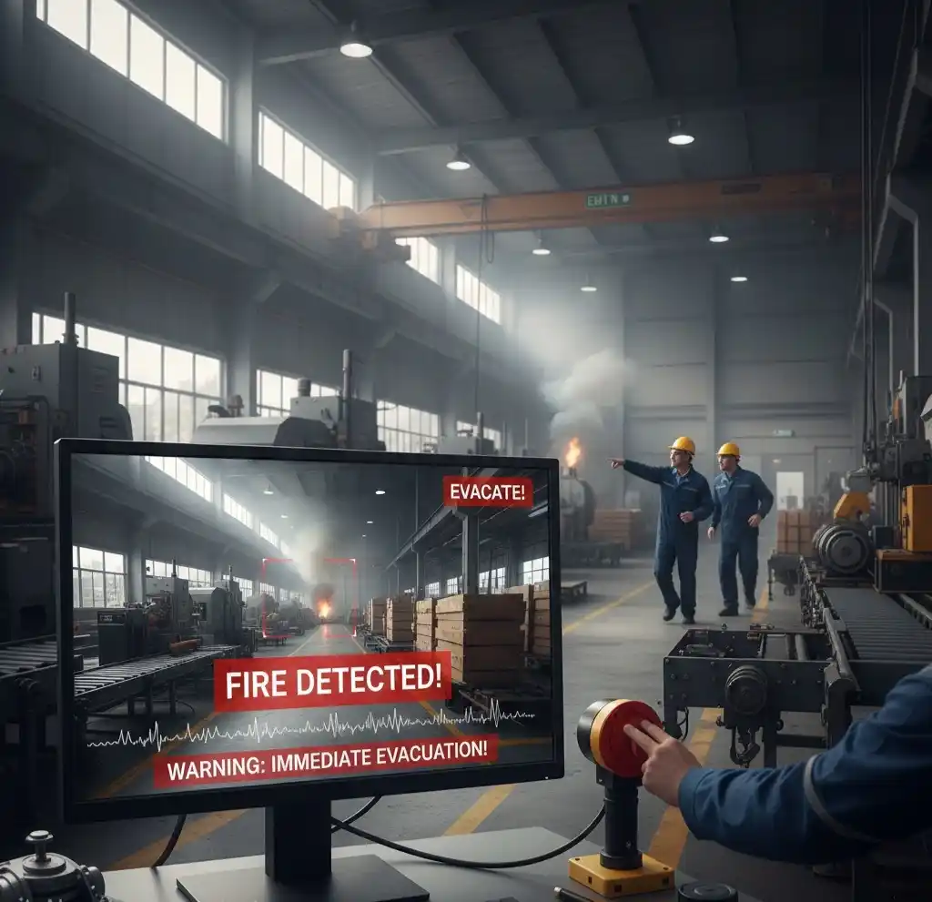 Factory fire alert using real-time computer vision applications.